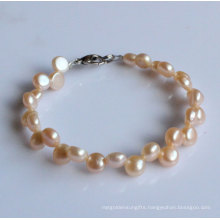 2 Rows Fashion Coin Freshwater Pearl Bracelet (EB1520-1)